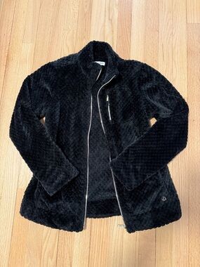 Calvin Klein Black Plush Zip-Up Teddy Jacket